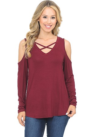 OPEN SHOULDER CHEST CROSS LONG ...